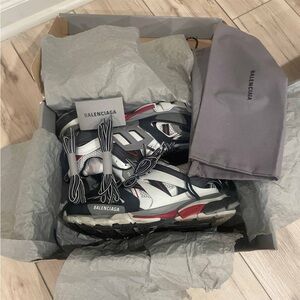 Men gray white red balenciaga sneakers